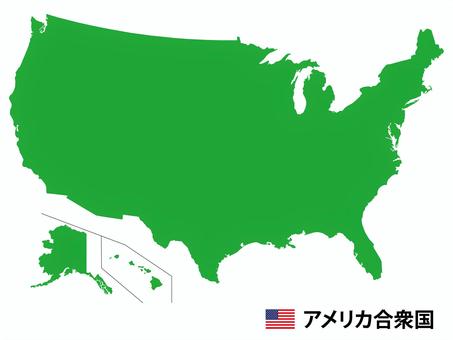 アメリカ合衆国の地図シルエットイラストのフリー素材イラストイメージ