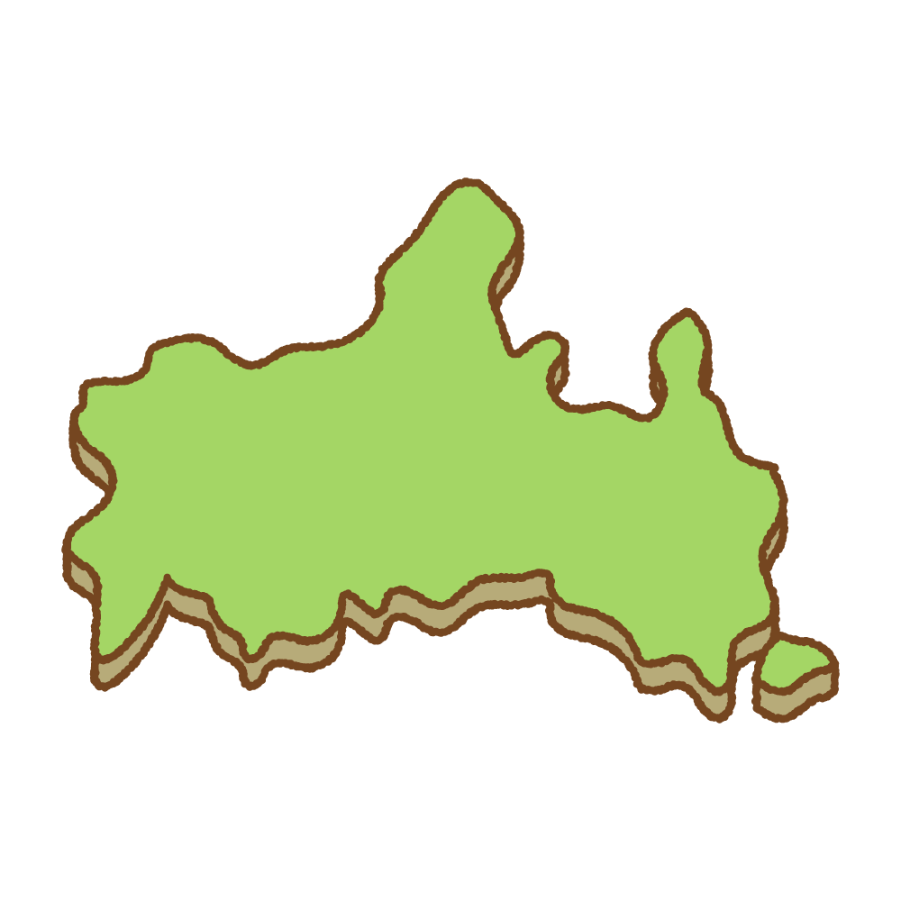 山口県の地図 色付き のイラスト素材イラスト無料・かわいいテンプレート