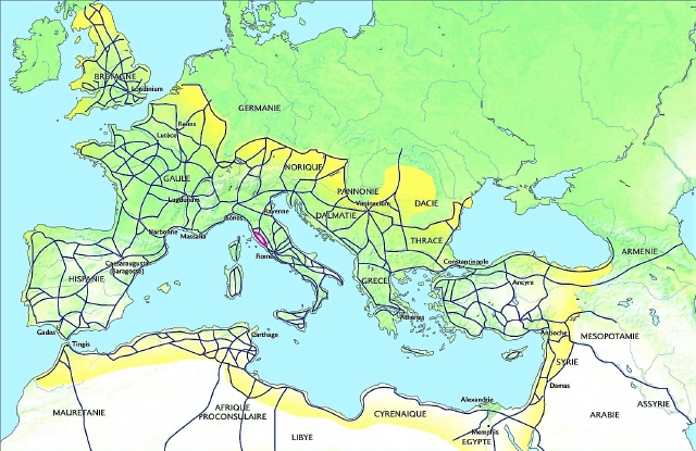 地下鉄路線図スタイルで描いた古代ローマ街道の道路地図 - DNA