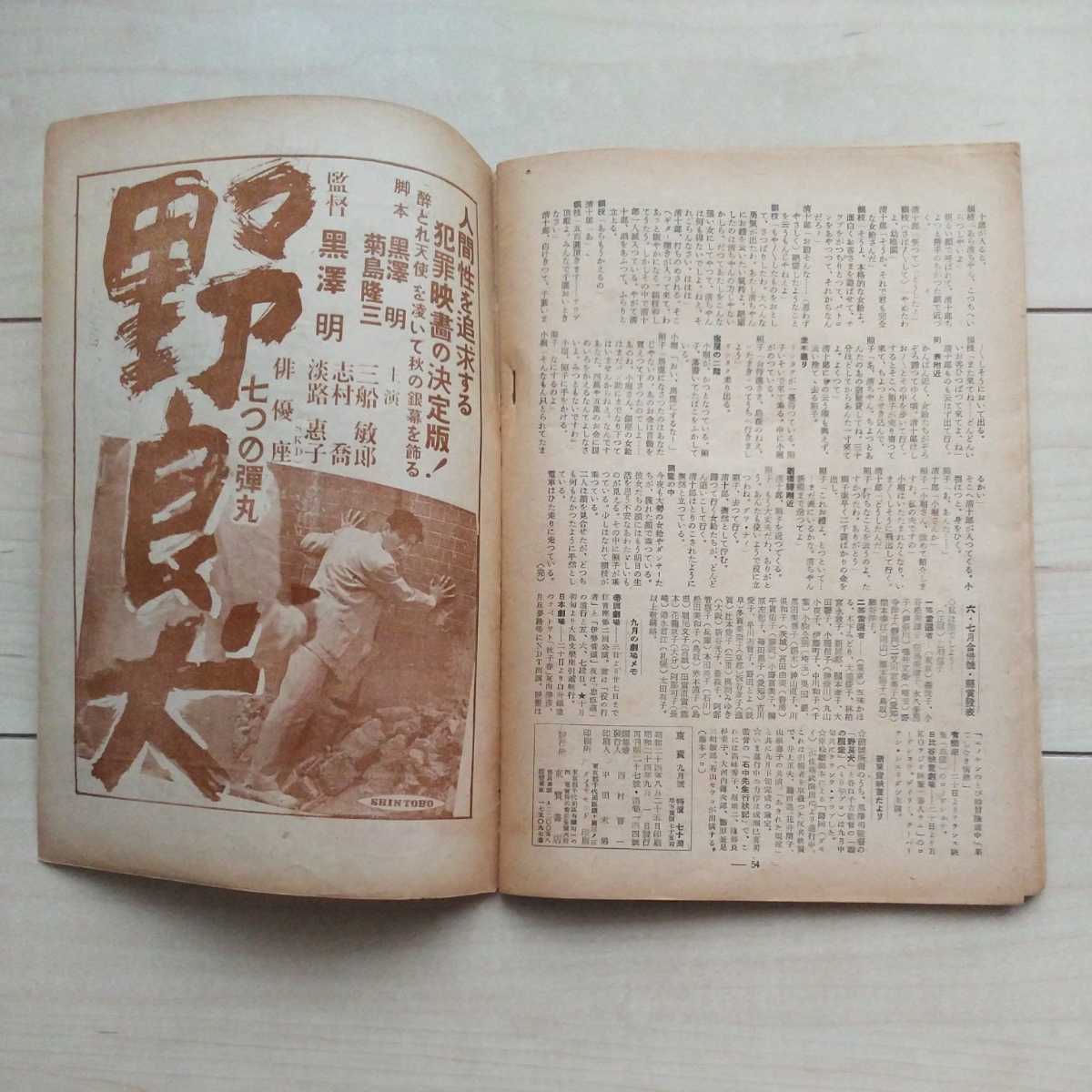 □雜誌『東寶』昭和24年9月號。表紙/原節子。「暁の脱走」李香蘭。溝口健二の銀座風俗「美貌と白痴」シナリオ。「働くStar達」其の他記事。 item  details |