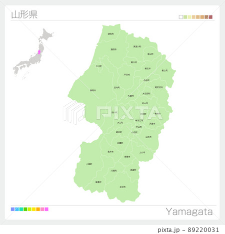 地図 山形県 山形 日本地図のイラスト素材