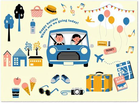 ドライブ かわいい イラスト 楽しいのイラスト素材 -