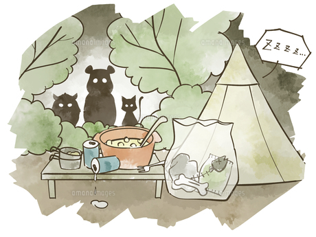 自然の中で川の近くでキャンプのイラストのイラスト素材・ベクター Image 17036902