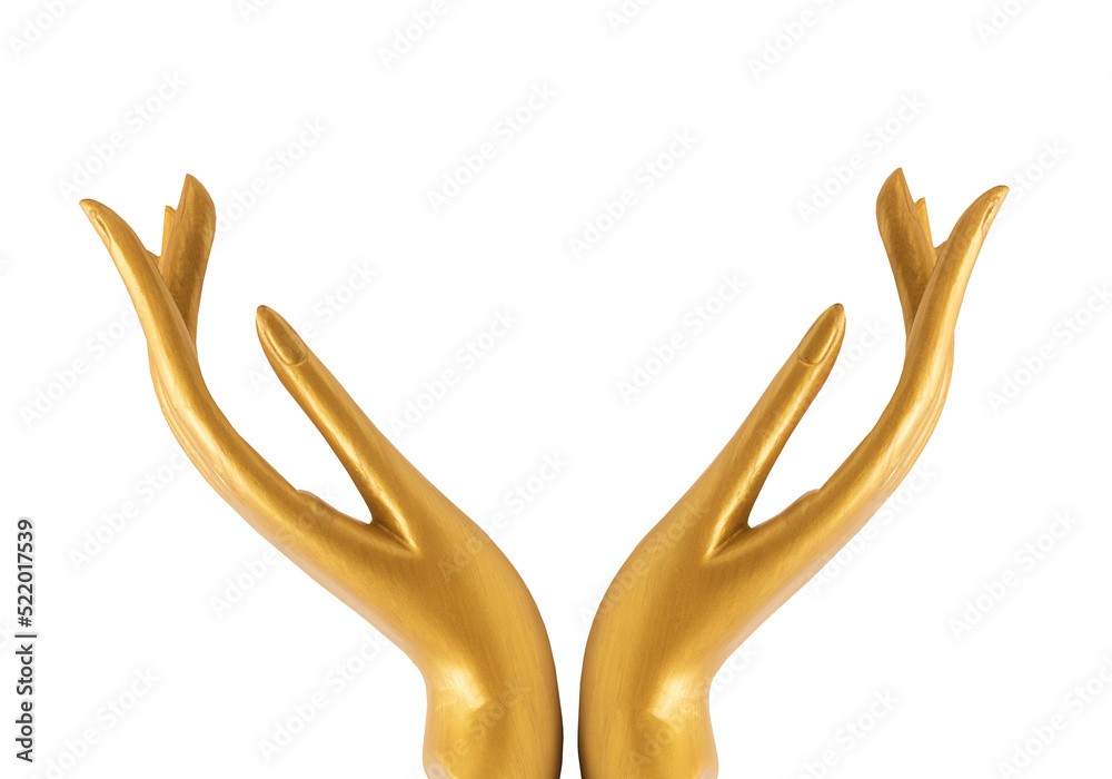 Gold hands icon isolated on