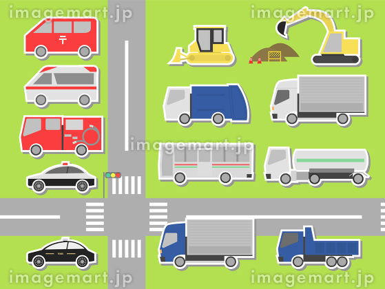 車 運転 ドライブ 走る 道路イラスト