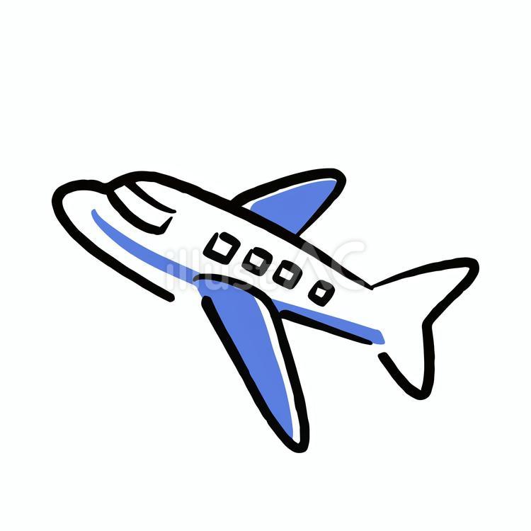 空を飛ぶ飛行機シルエットイラストのフリー素材イラストイメージ