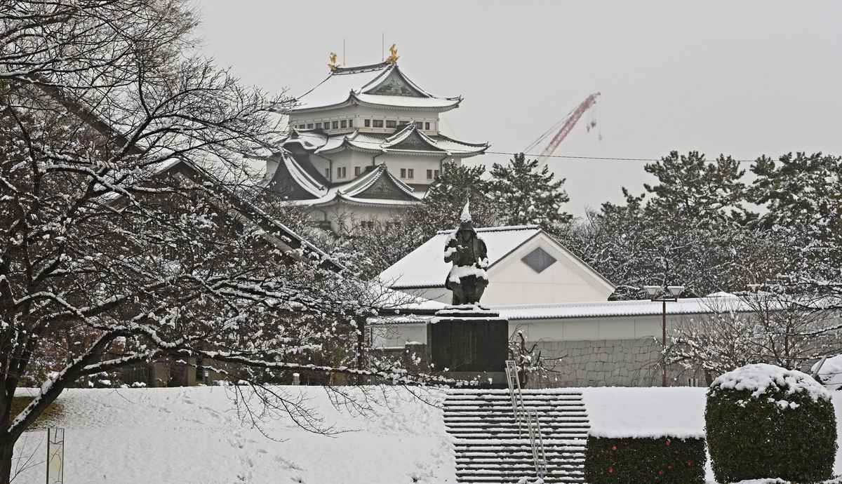 積雪を観測した名古屋市。写真は白く雪化粧…：列島大雪２０２２－２３ 写真特集：時事ドットコム