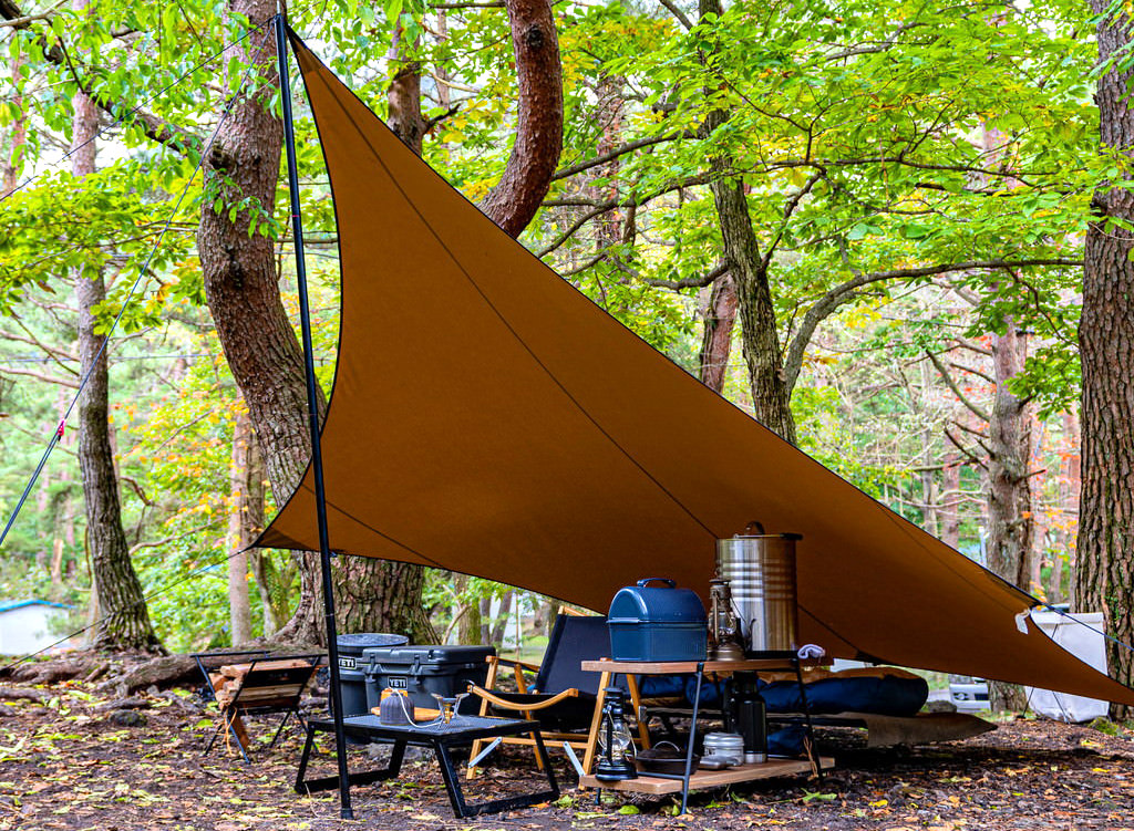 タープ連結 アメニティードームSにムササビウイングを小川張りする方法ゆうすけキャンプ