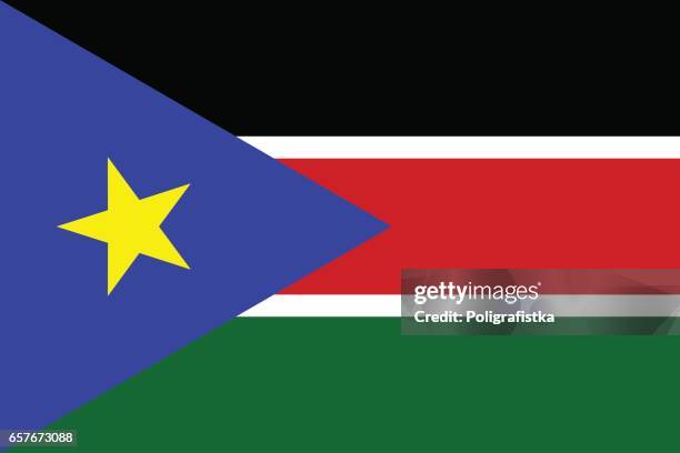 背景に南スーダン国旗の国旗のシンボル。 南スーダン共和国独立記念日。リアルな状態フラグを持つイラストバナー。」のベクター画像素材 ロイヤリティフリー1818116396Shutterstock
