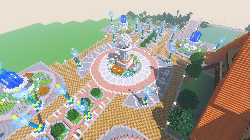 Minecraft 噴水と巨大樹の広場 part2