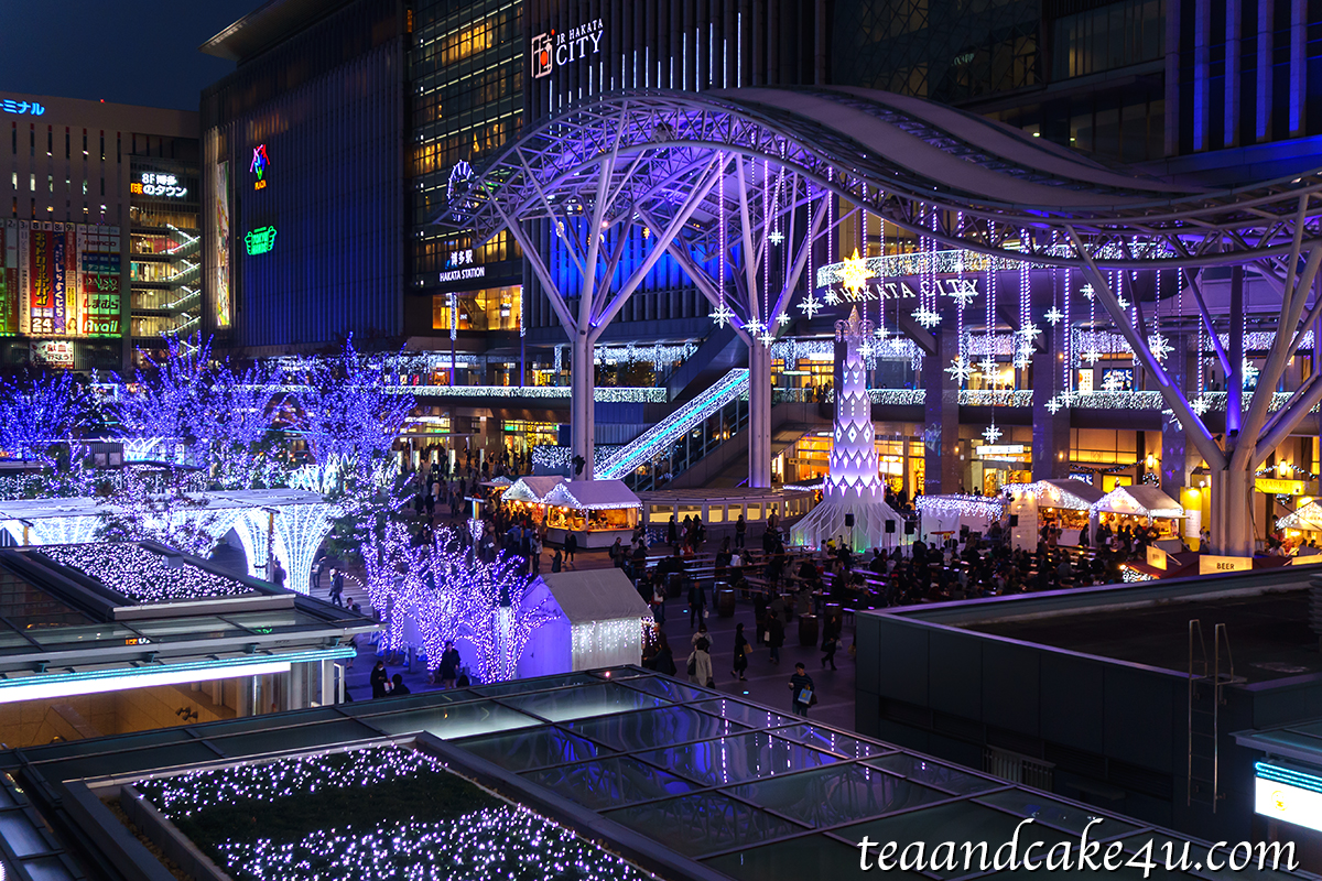 冬の風物詩の青と白 早くもクリスマスムードに JR博多駅前イルミネーション毎日新聞