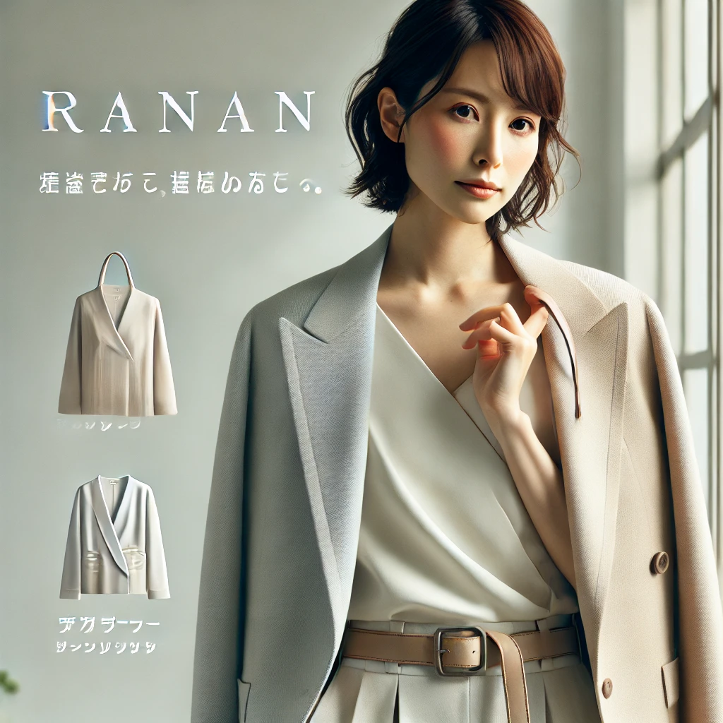 ラナン RANAN 〈2点セット〉楽してきれい見え！セットアップ （ネイビー(ボタン)） -靴＆ファッション通販