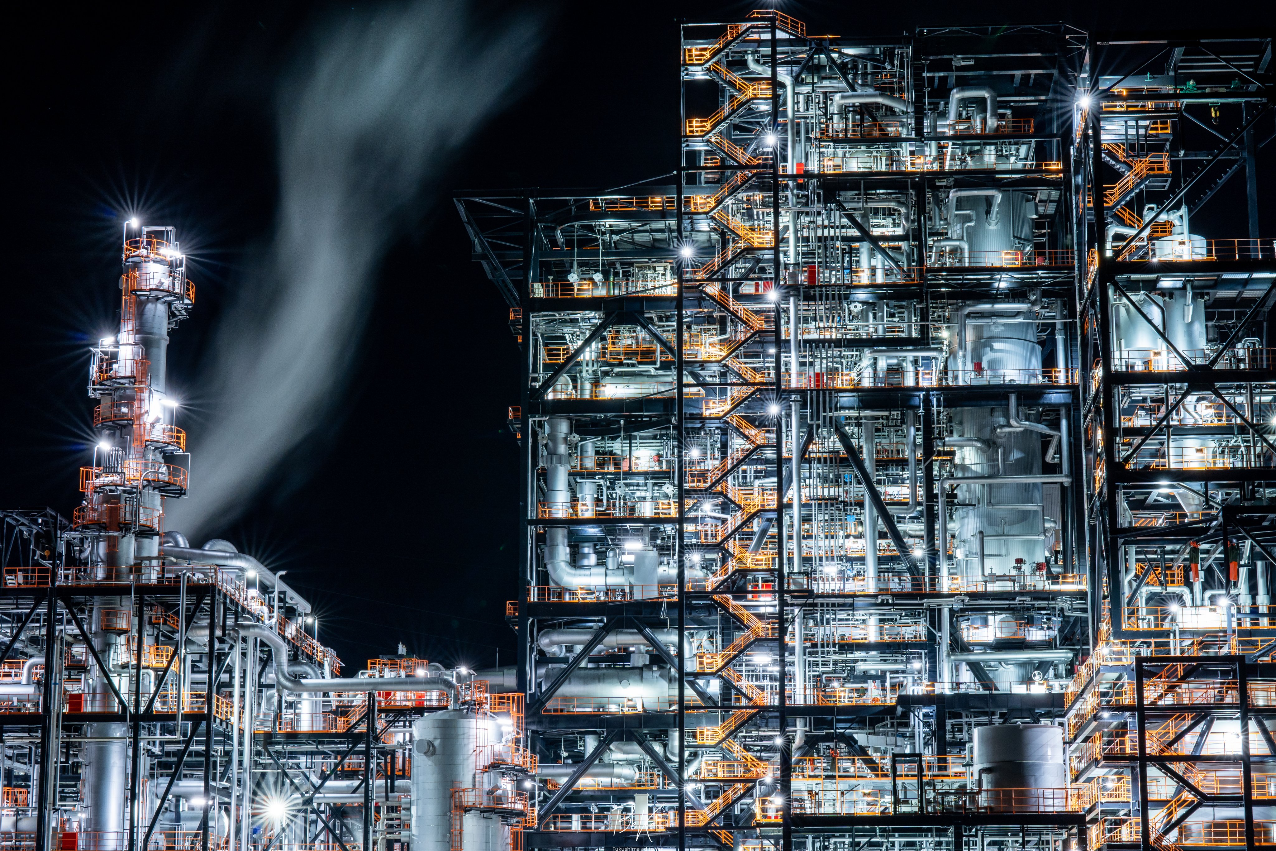 夜景 工場夜景 工場 福島県の写真素材 -