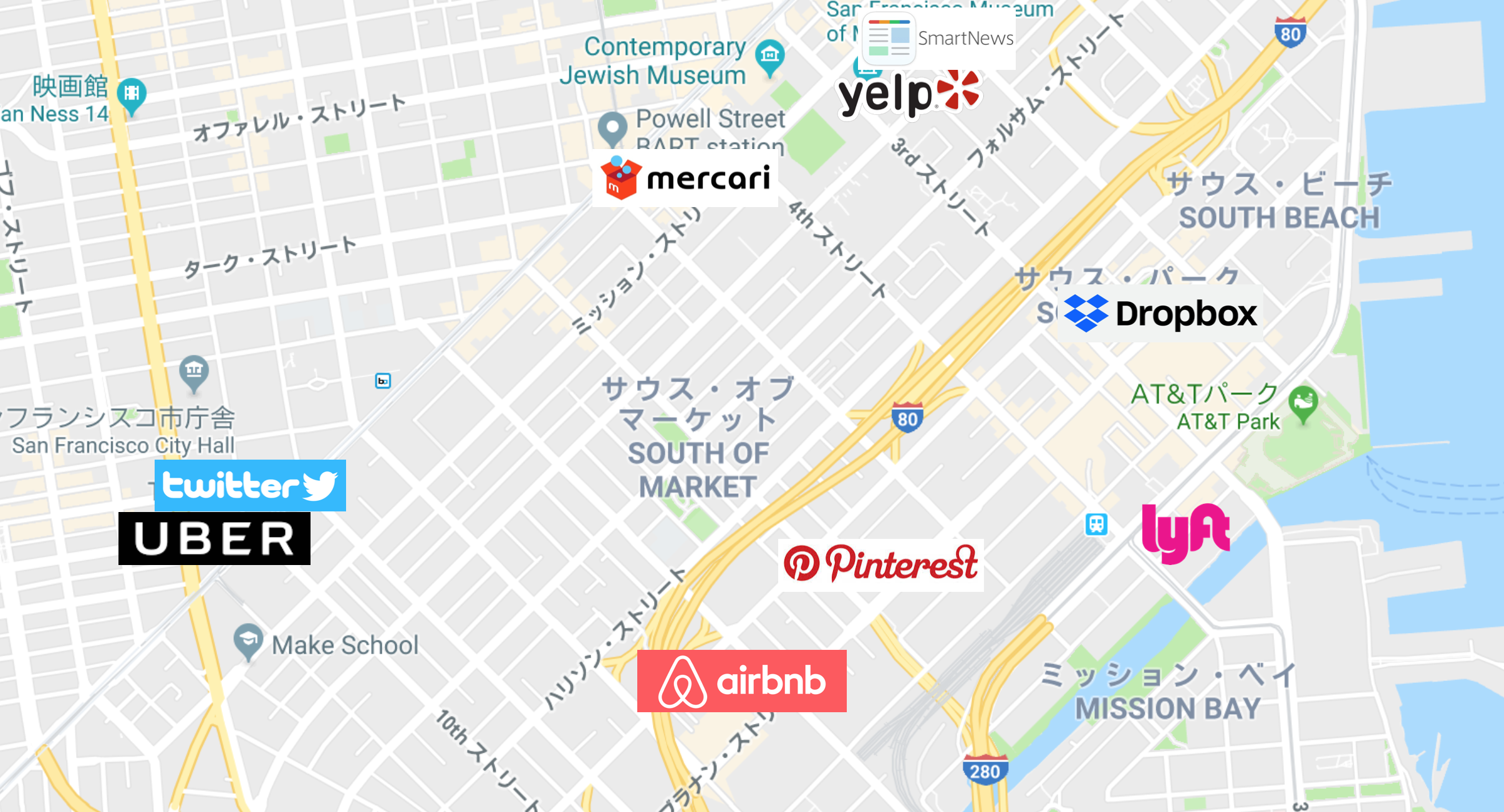 サンフランシスコ カリフォルニア : シリコンバレー地図