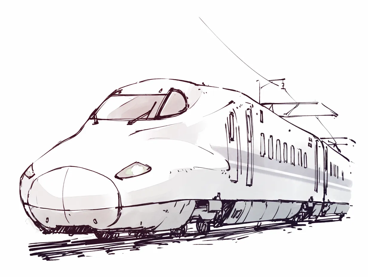 落書き風の手書き新幹線 はやぶさ のイラスト素材84642692-