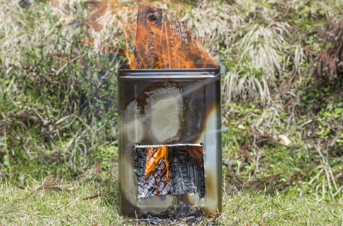 一斗缶ストーブの制作お父さんの工作室
