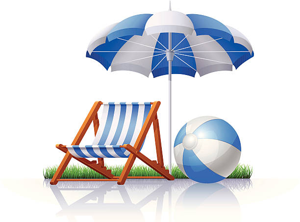 ビーチチェアとパラソルのある海の景色 ビーチチェアとパラソルのある海