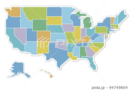 米国の州名、首都地図のイラスト素材・ベクター Image 10726220