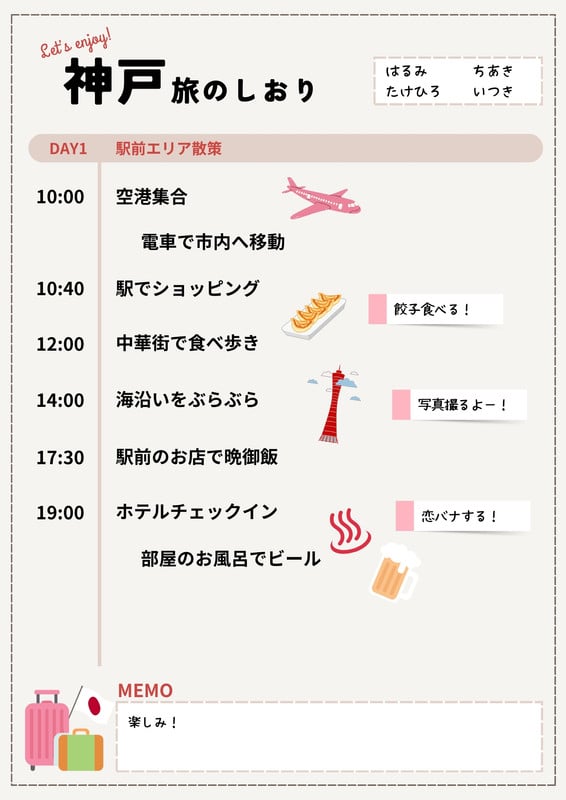 10年ぶりの旅行！カップルのための手作り旅のしおり