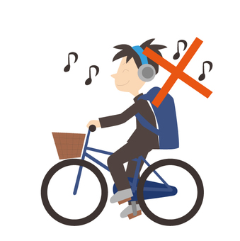 スマホを見ながら自転車を運転する女の子と車のイラスト無料イラスト素材のillalet