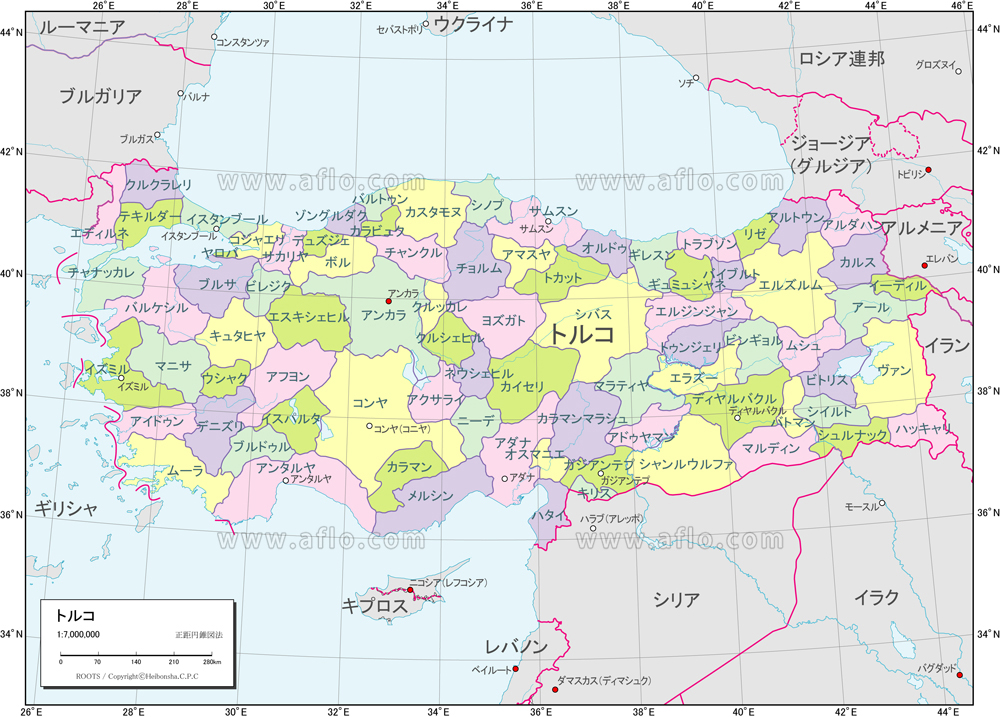 トルコの世界地図イラストイラスト - No: