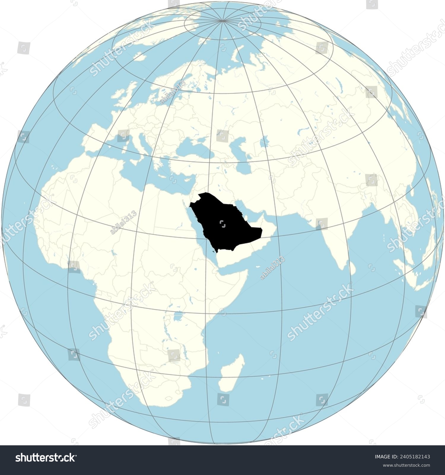サウジアラビアの詳細な地図の地理的位置を強調したサウジアラビアPremiumベクトル素材