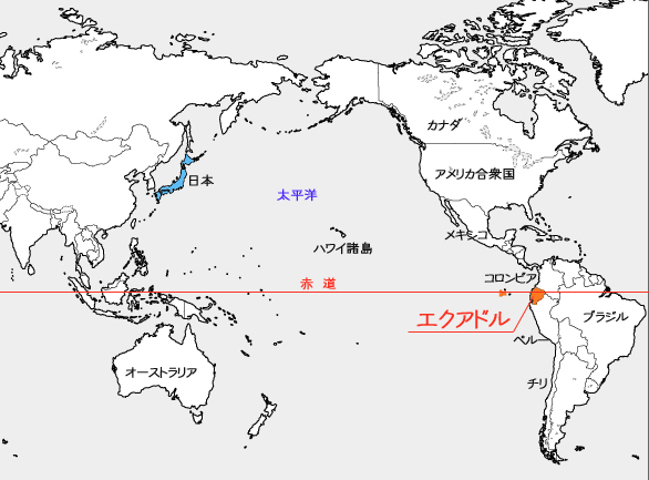 世界地図上のエクアドル フラグとピン マップ
