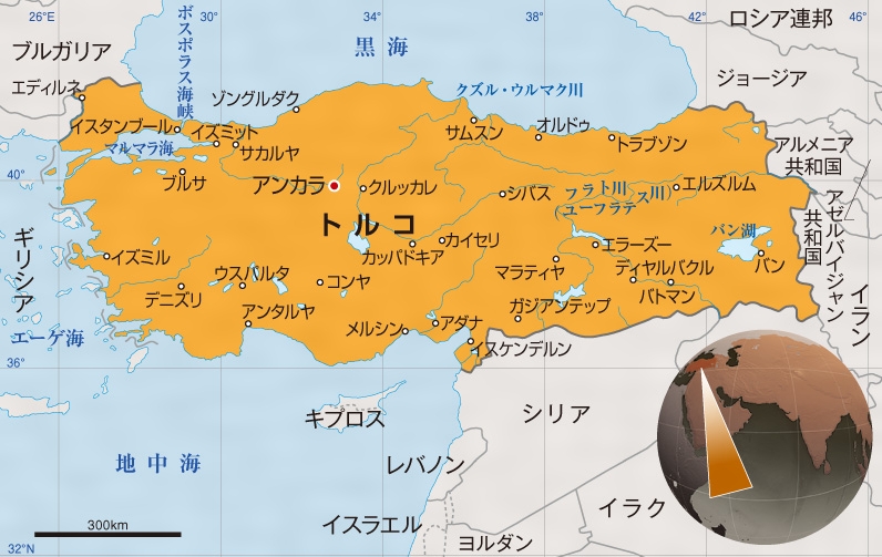 トルコのフリー素材の地図手書きの地図で旅しよう