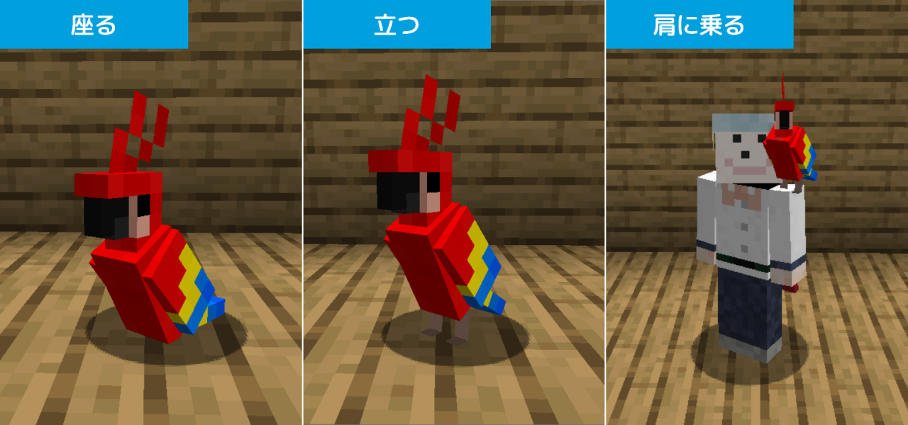 マイクラ 新しく飼育可能なMob「オウム」の懐かせ方、肩に乗せる方法などまとめたマイクラモール