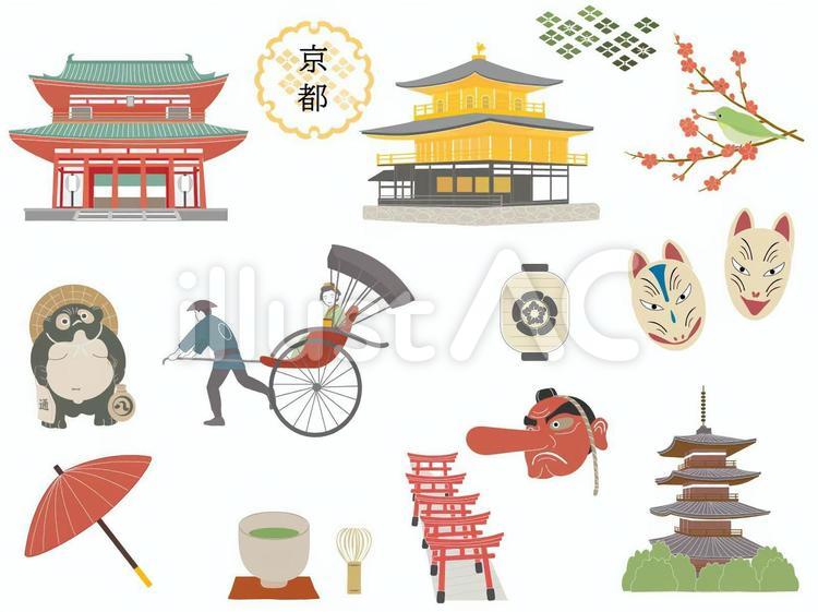 京都 観光地など イラスト - No: