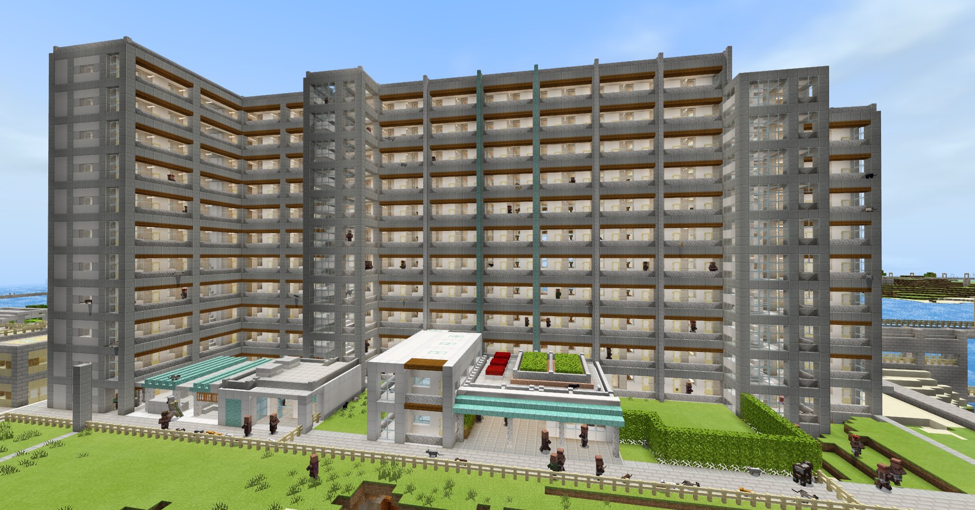 Minecraft マンションを作る ちょっと大きめ、再構築マイクラ現代建築街づくり