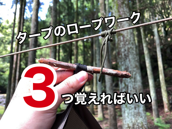 テントとタープのロープの結び方ゴリラキャンプ部