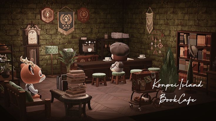 あつ森 博物館に隣接する緑あふれるカフェテラスマイデザイン配布A cafe terrace full