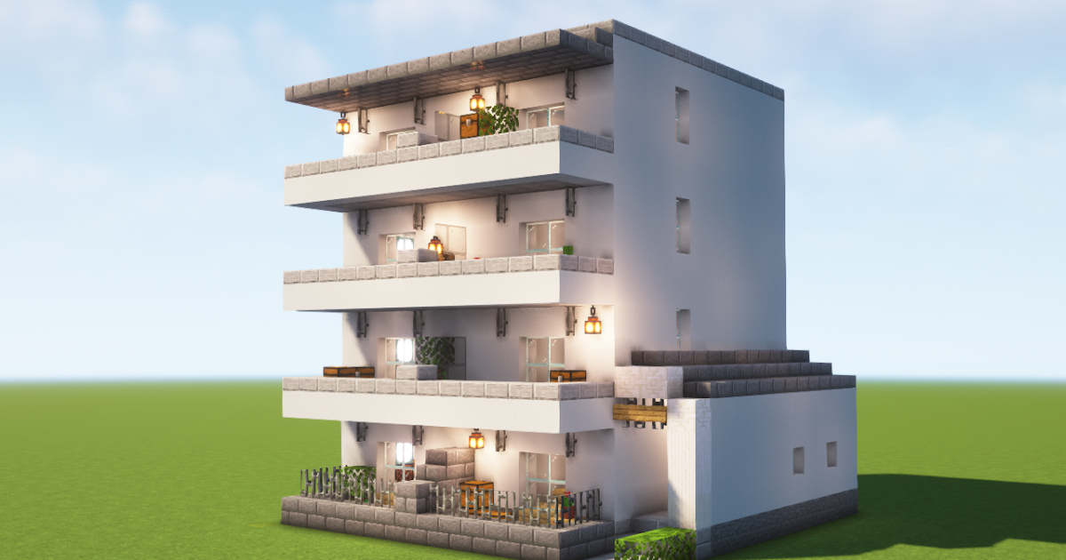 マイクラ ちょっとだけおしゃれな雑居ビルを建てる - Minecraft街発展にっき