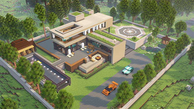 マイクラ 高級感があって開放的なモダンハウスの作り方ページ 2おしゃクラ！公式ブログ