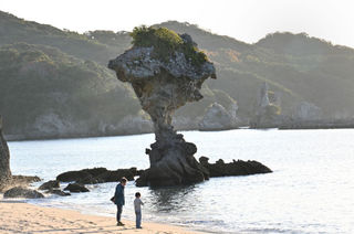 まるでリンゴやきのこ！？ユニークな「りんご岩」がある「かきどまり白浜」