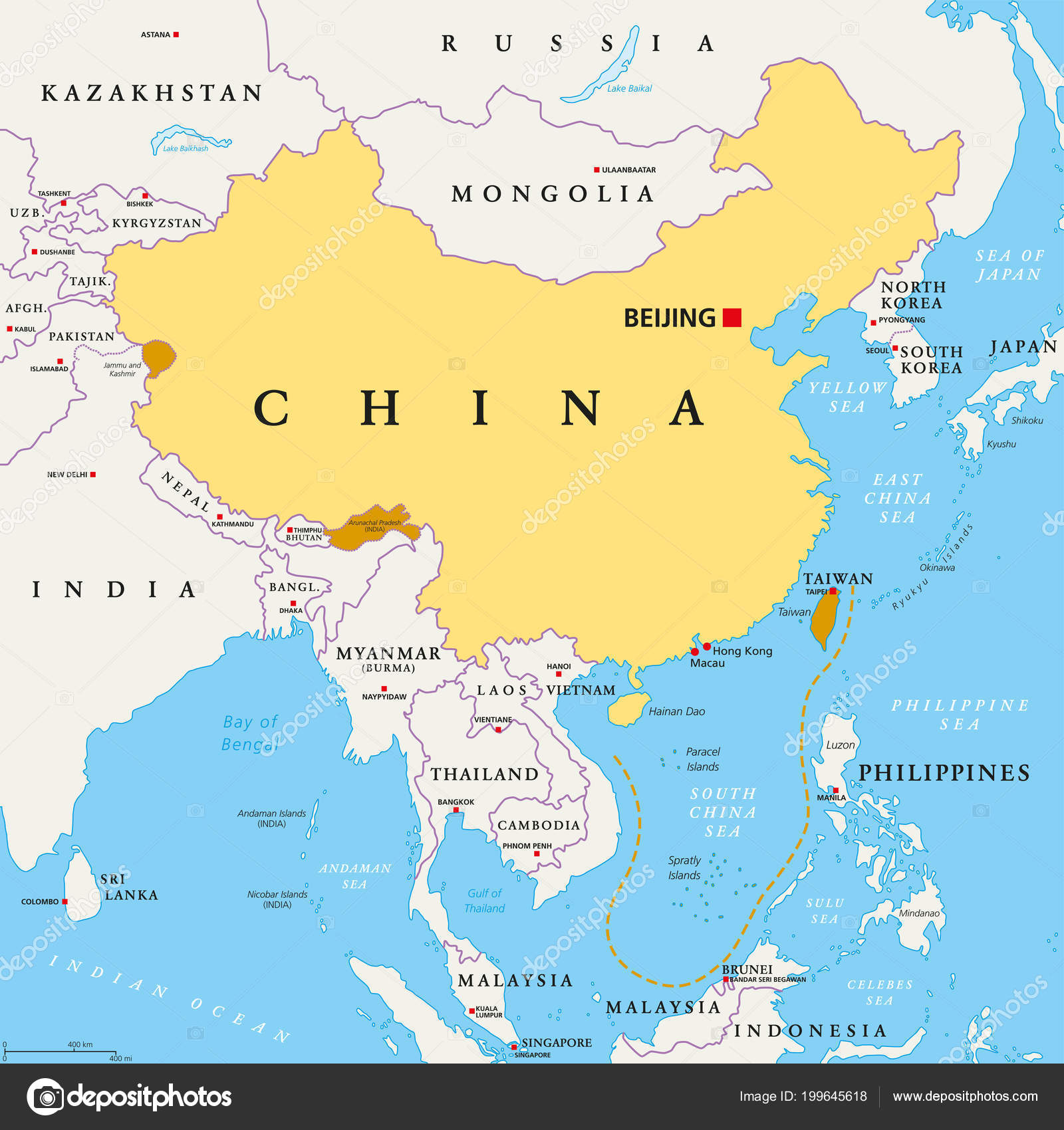 中国の地図・白地図中華人民共和国全土地図