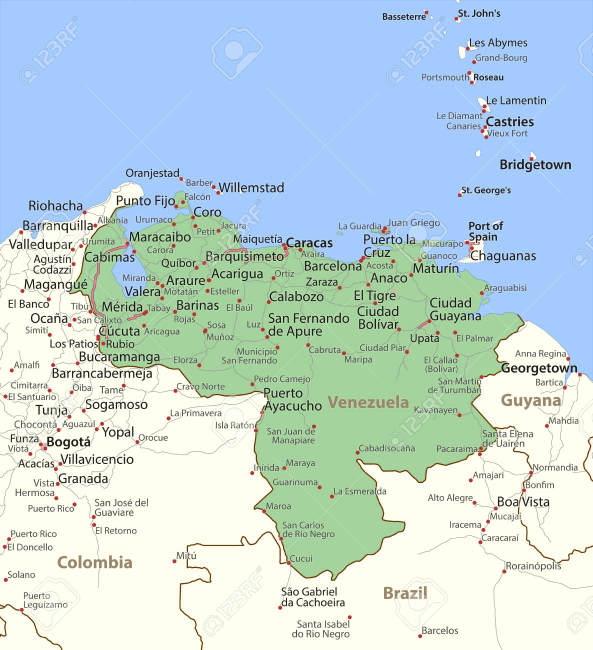 ベネズエラを拡大した世界地図。ベネズエラの旗と地図。Premiumベクトル素材