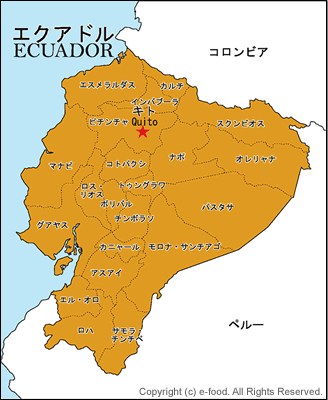 エクアドル地図ベクトル図 地図にはすべての州があり、エクアドルの首都をマークしますPremiumベクトル素材