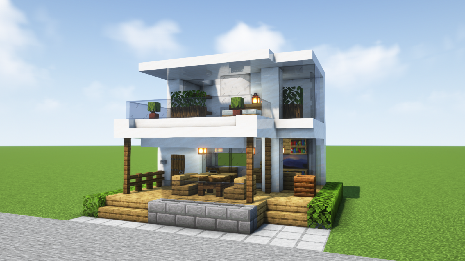 マイクラ プール付き！豪華なモダンハウスの作り方おしゃクラ！公式ブログ