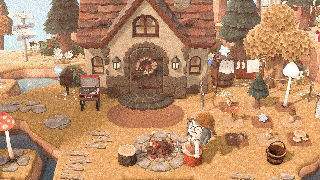 あつ森 中世ヨーロッパ風の街並み 飛行場前をクリエイト