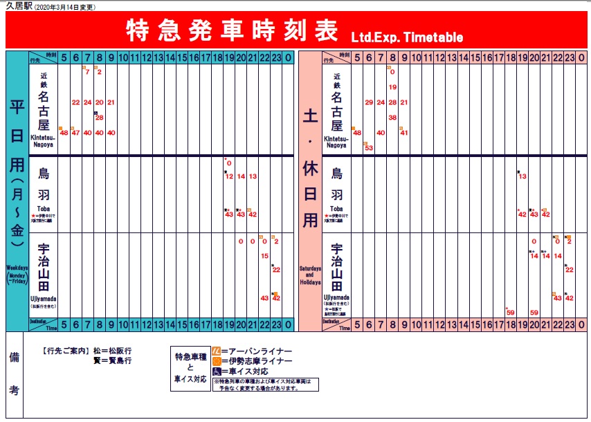 伊勢市駅 近鉄山田線 賢島・五十鈴川方面 の時刻表 -