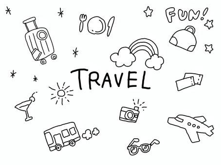 モノクロ 白黒 単色 線画 トランク