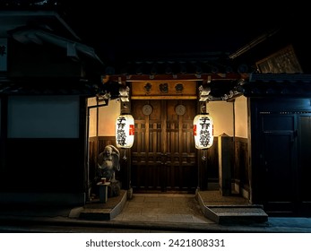 京都祇園 新橋通の夜景 写真素材5669634-