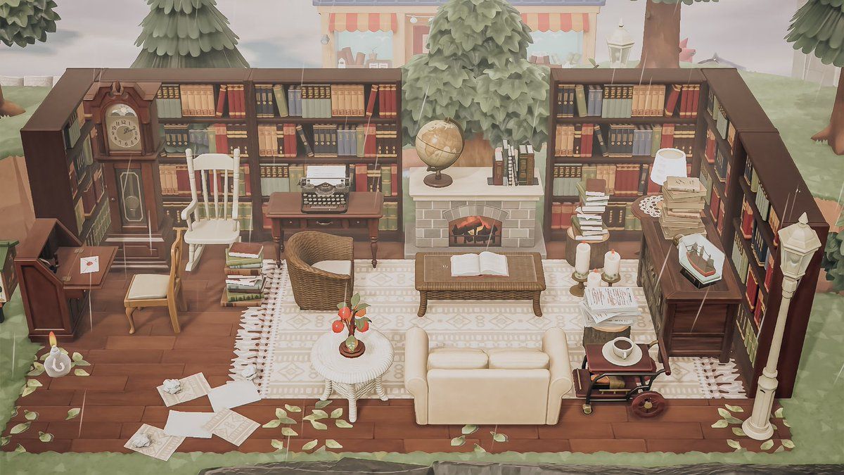 あつ森 海を一望できる白いブックカフェ*マップの北側だから出来る島クリエイト：白を基調とした島クリエイト 島クリエイター