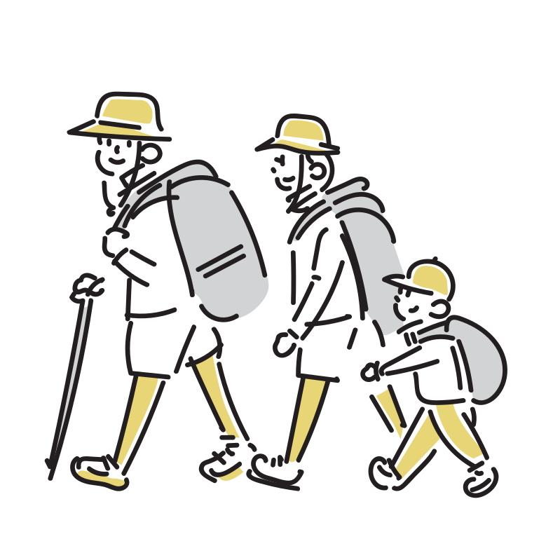 山登りイラストなら、小学校・幼稚園向け・保育園向けのかわいい無料イラストお試しフリー素材 カット がいっぱいの安心サイトへどうぞ