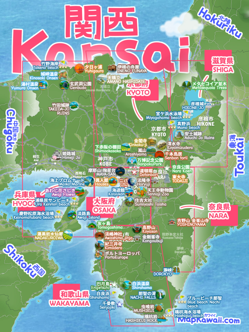 京都府のおすすめ観光地の地図