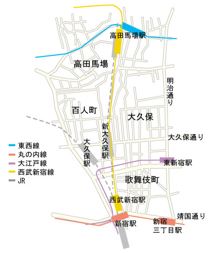 新大久保駅（山手線） の地図、住所、電話番号 - MapFan