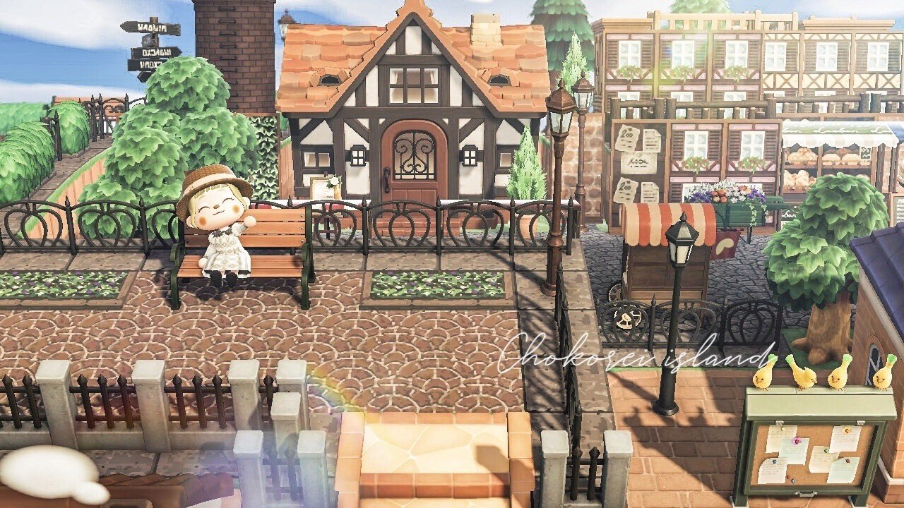 あつ森 案内所前のカフェテラスレイアウトがオシャレで素敵! - あつ森まとめ速報