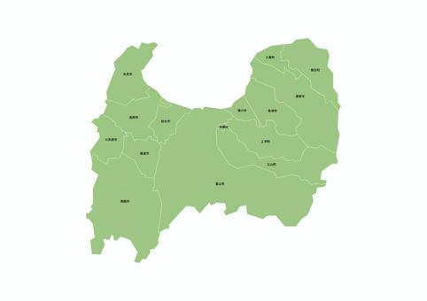 富山県 行政界 の白地図ラクして、楽しい、楽地図